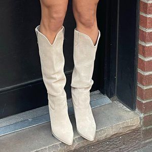 BRONDY TAUPE SUEDE / New, worn only once